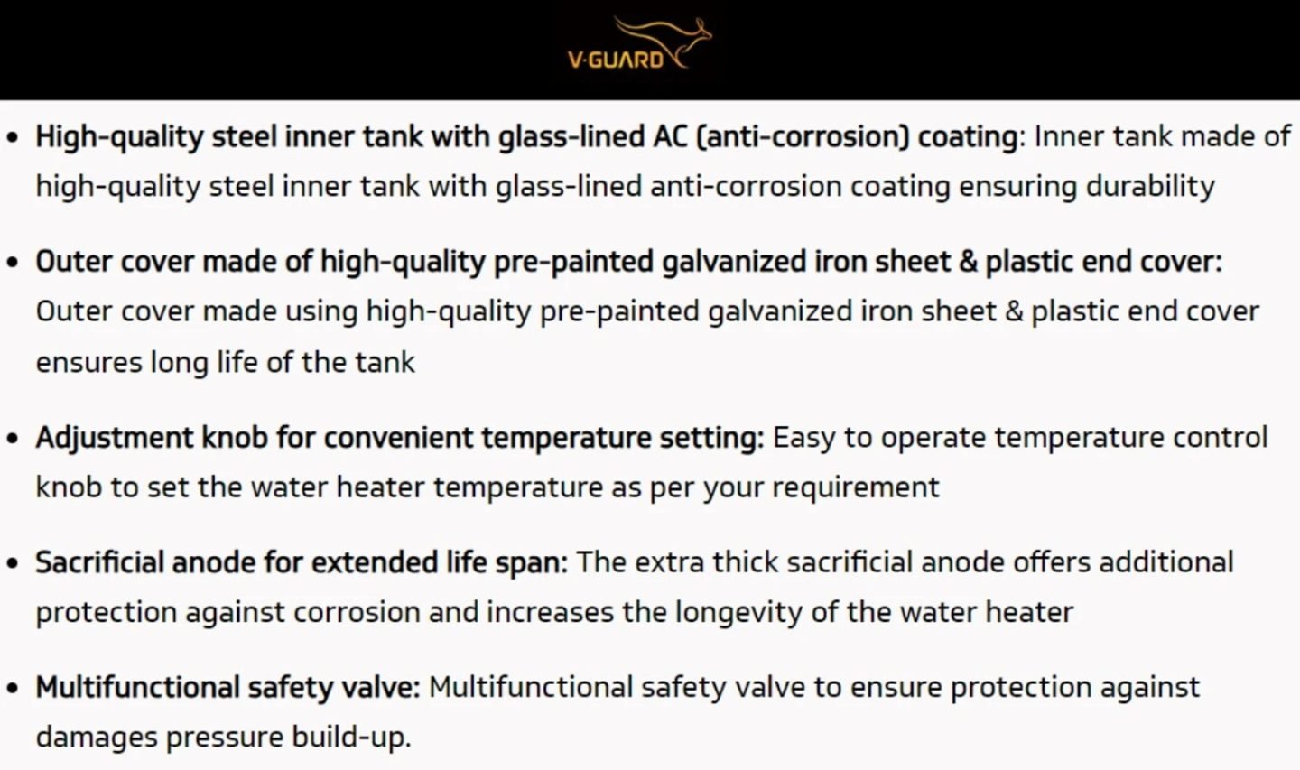 V-Guard EC PRO 15 L Storage Water Geyser
