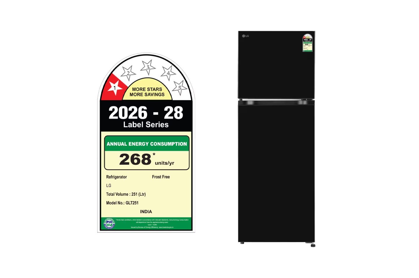 LG 251 L Double Door Refrigerator, Smart Mode, Auto Smart Connect, Onyx Black, 1 Star (GL-T2516WXOB)