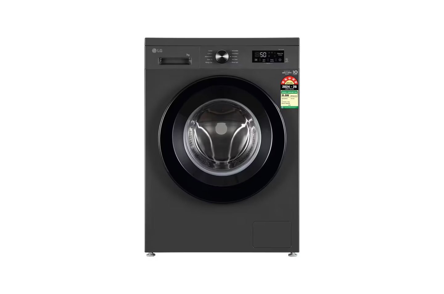 LG 7Kg Front Load Washing Machine, Inverter Direct Drive™, 6 Motion Direct Drive, Middle Black, 5 Star (FHB1207Z2M)