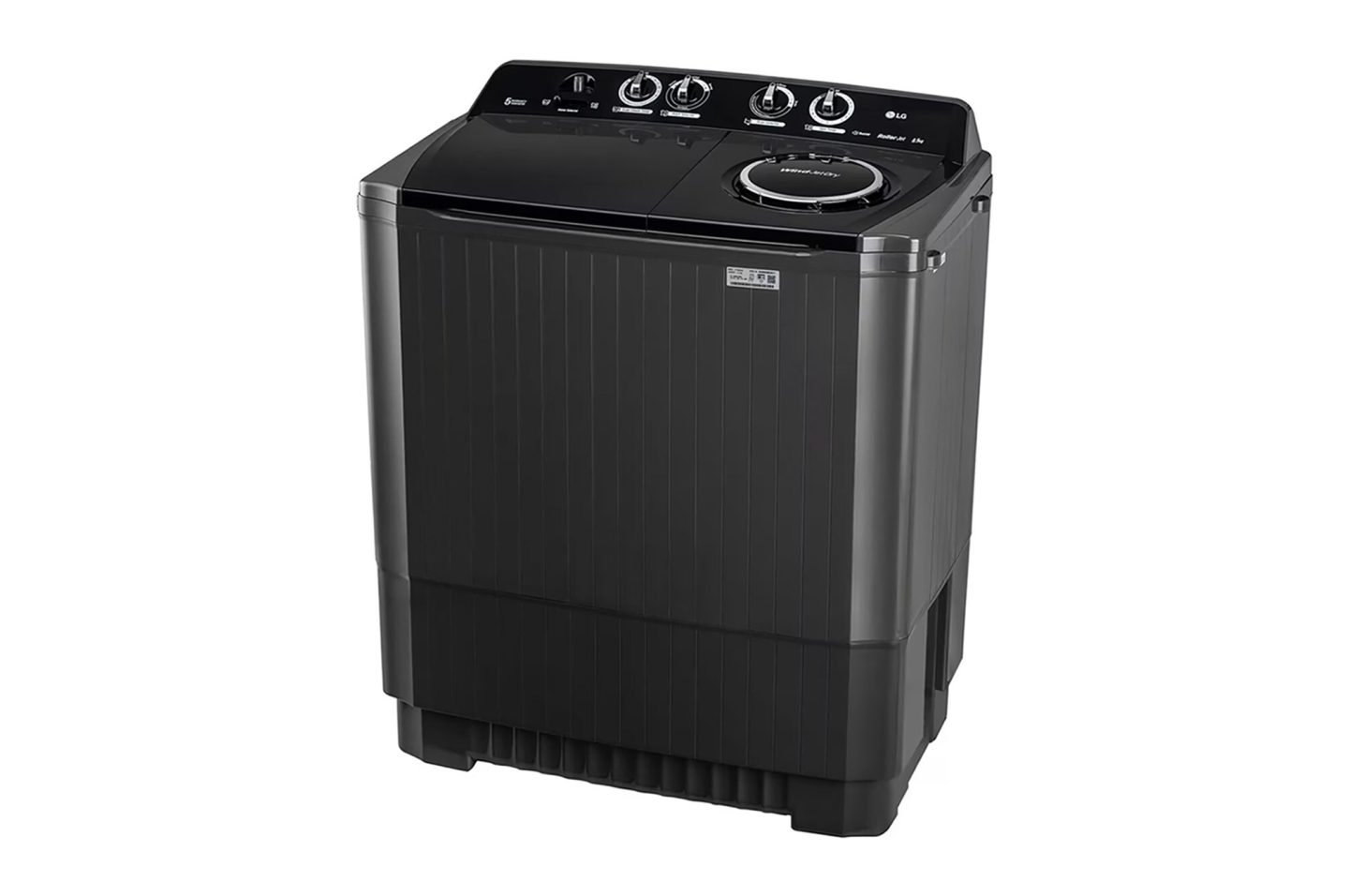LG 8.5Kg Semi Automatic Top Load Washing Machine, Roller Jet Pulsator + Soak, Full Black,5 Star (P8535SLMZ)