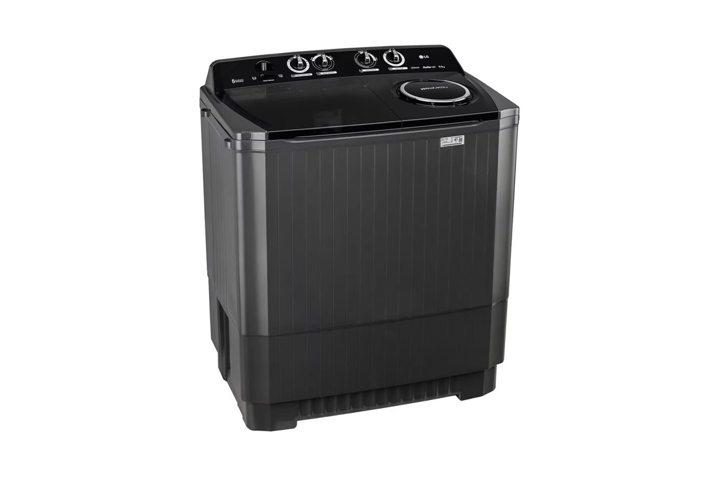 LG 8.5Kg Semi Automatic Top Load Washing Machine, Roller Jet Pulsator + Soak, Full Black,5 Star (P8535SLMZ)