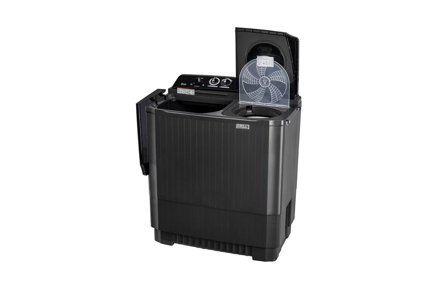 LG 8.5Kg Semi Automatic Top Load Washing Machine, Roller Jet Pulsator + Soak, Full Black,5 Star (P8535SLMZ)